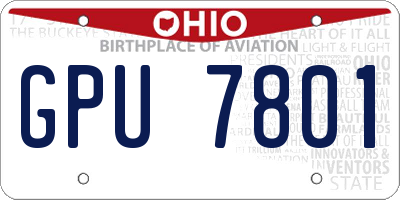 OH license plate GPU7801