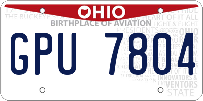 OH license plate GPU7804