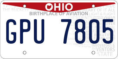 OH license plate GPU7805