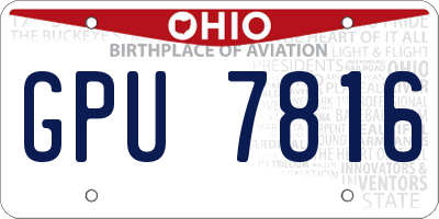 OH license plate GPU7816