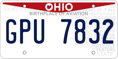 OH license plate GPU7832