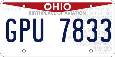 OH license plate GPU7833