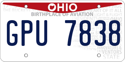 OH license plate GPU7838