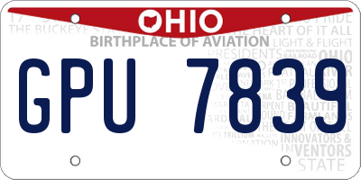 OH license plate GPU7839