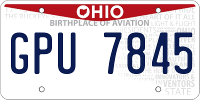 OH license plate GPU7845