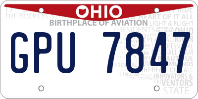 OH license plate GPU7847