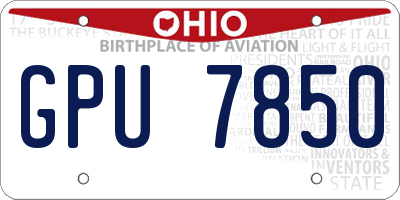 OH license plate GPU7850