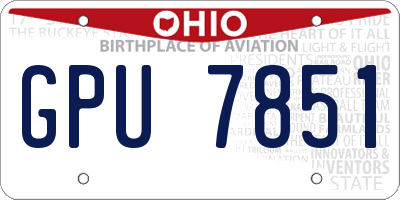 OH license plate GPU7851