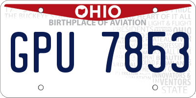 OH license plate GPU7853