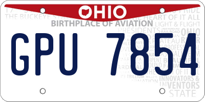 OH license plate GPU7854