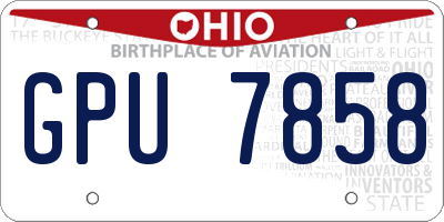 OH license plate GPU7858