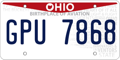 OH license plate GPU7868