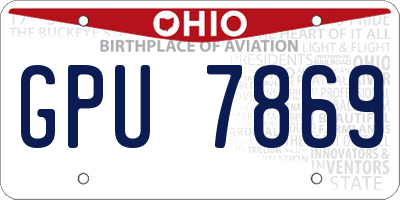 OH license plate GPU7869