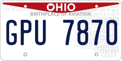 OH license plate GPU7870