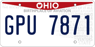 OH license plate GPU7871