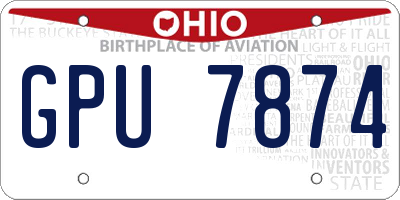 OH license plate GPU7874