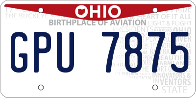 OH license plate GPU7875