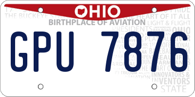 OH license plate GPU7876