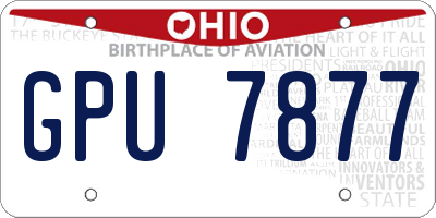 OH license plate GPU7877