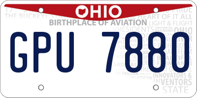 OH license plate GPU7880