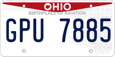 OH license plate GPU7885