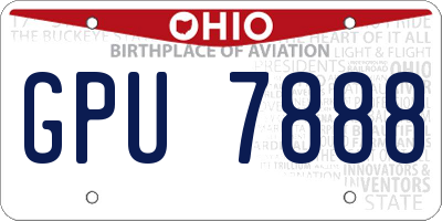 OH license plate GPU7888