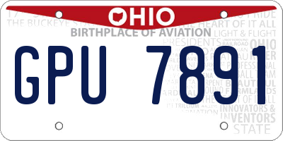 OH license plate GPU7891