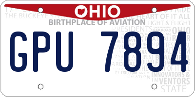 OH license plate GPU7894
