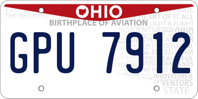 OH license plate GPU7912
