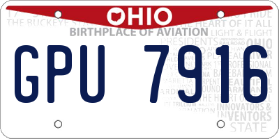 OH license plate GPU7916