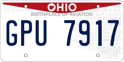 OH license plate GPU7917
