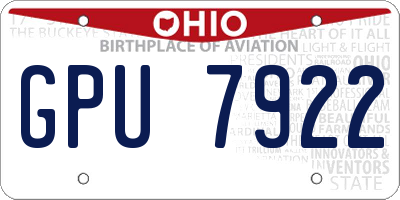 OH license plate GPU7922