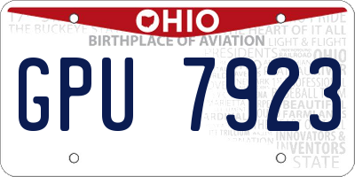 OH license plate GPU7923
