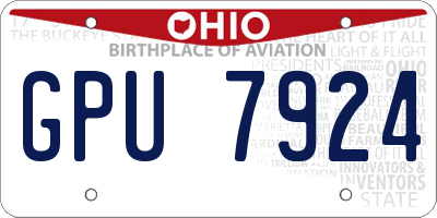 OH license plate GPU7924