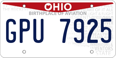 OH license plate GPU7925