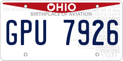 OH license plate GPU7926