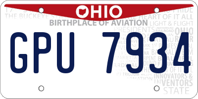 OH license plate GPU7934