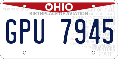 OH license plate GPU7945