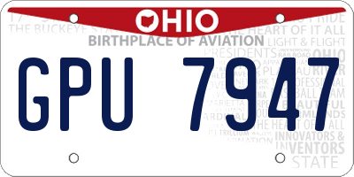 OH license plate GPU7947