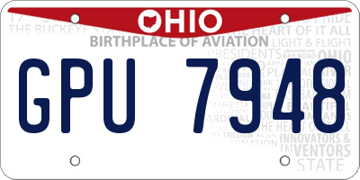 OH license plate GPU7948