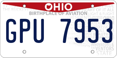 OH license plate GPU7953