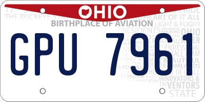 OH license plate GPU7961