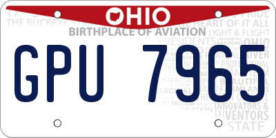 OH license plate GPU7965