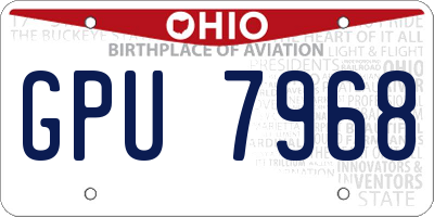 OH license plate GPU7968