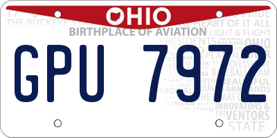 OH license plate GPU7972