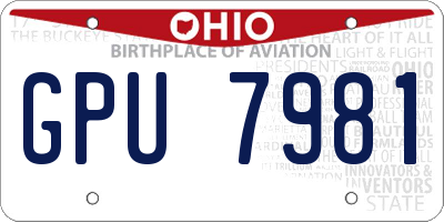 OH license plate GPU7981