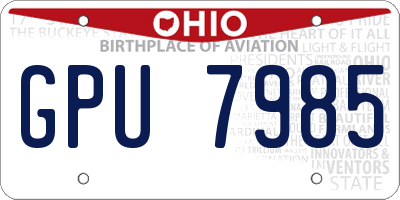 OH license plate GPU7985
