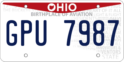 OH license plate GPU7987