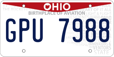 OH license plate GPU7988