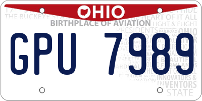 OH license plate GPU7989
